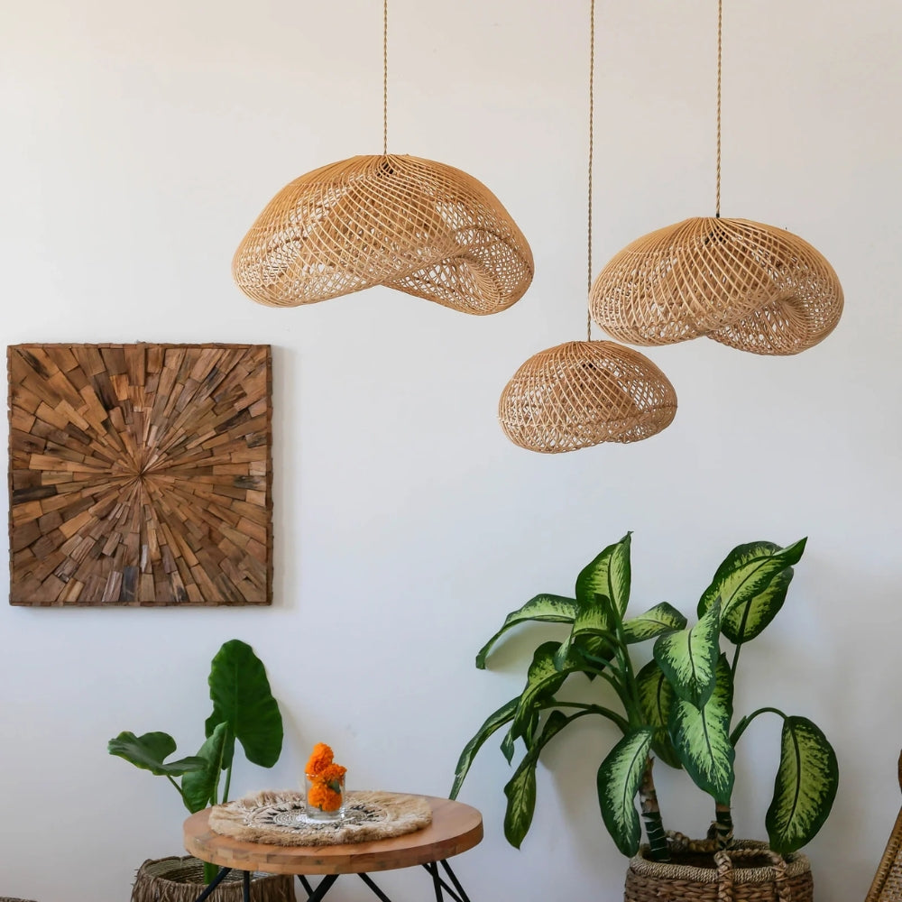 Eco-friendly sustainable rattan hanging lamp for modern home aesthetics