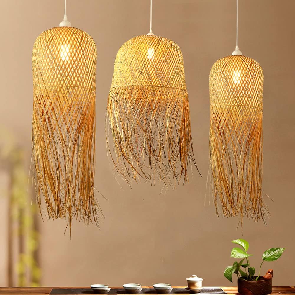 Zen-inspired bamboo tassel pendant light for organic home interior design