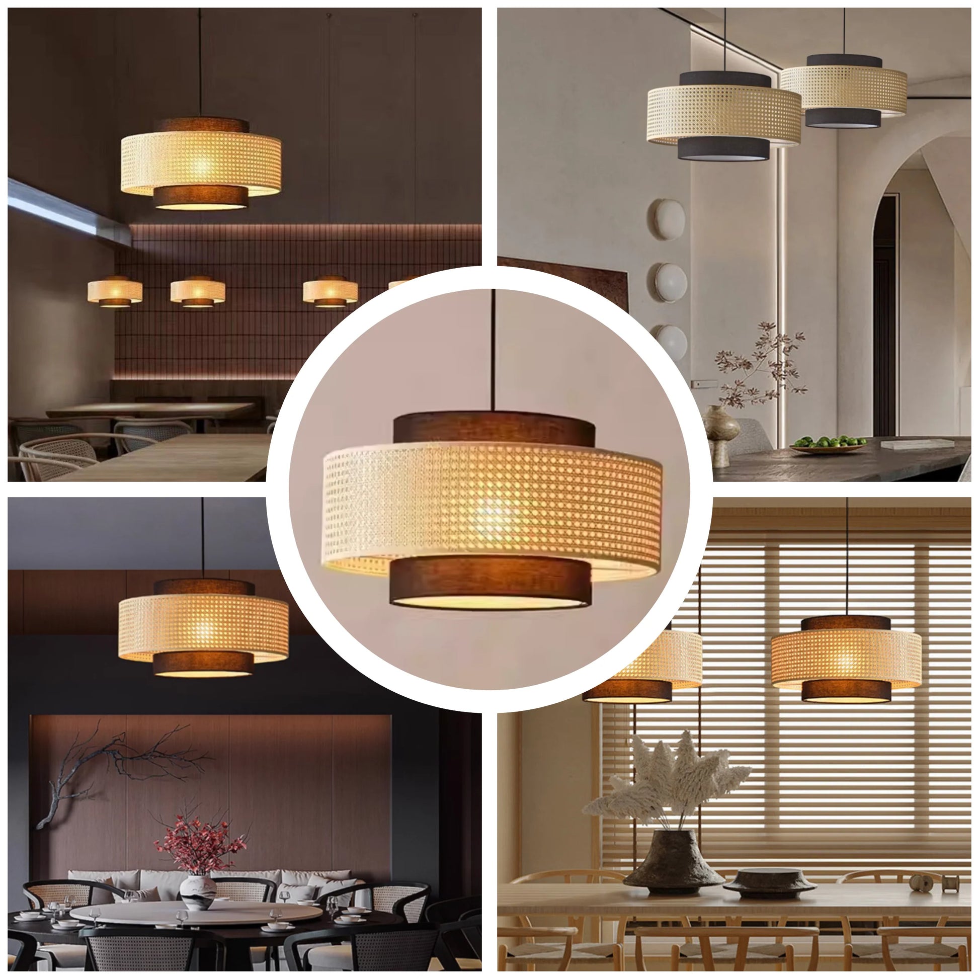 Textured woven pendant light fixture adding warmth to home
