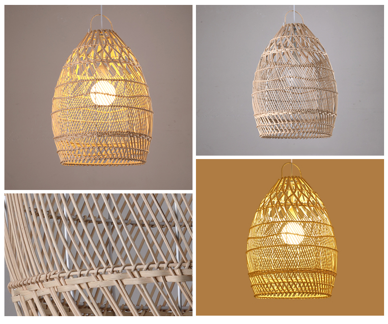 A set of rattan hanging lamps casting a warm, inviting glow in a modern home.
