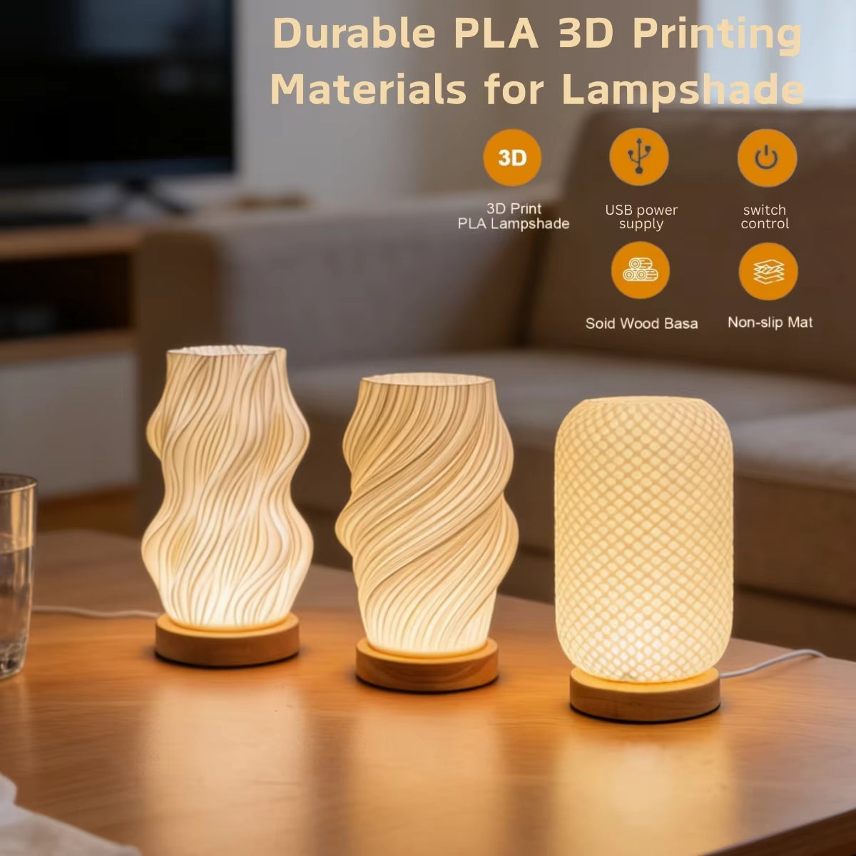 Workspace Table Lamp in Wood and ABS with Minimalist Lighting for Modern Office Decor